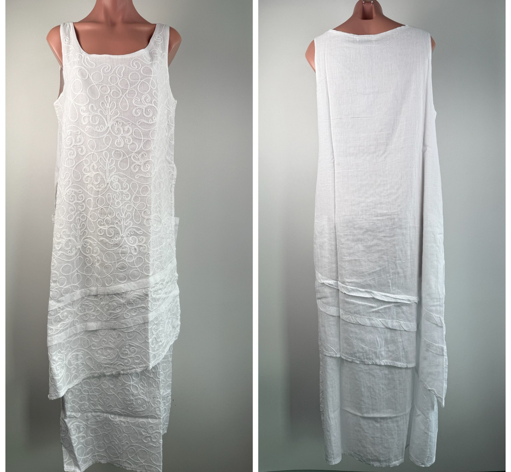 White by Nature Women Cotton Embroidered Long Nightgown White XL NWT